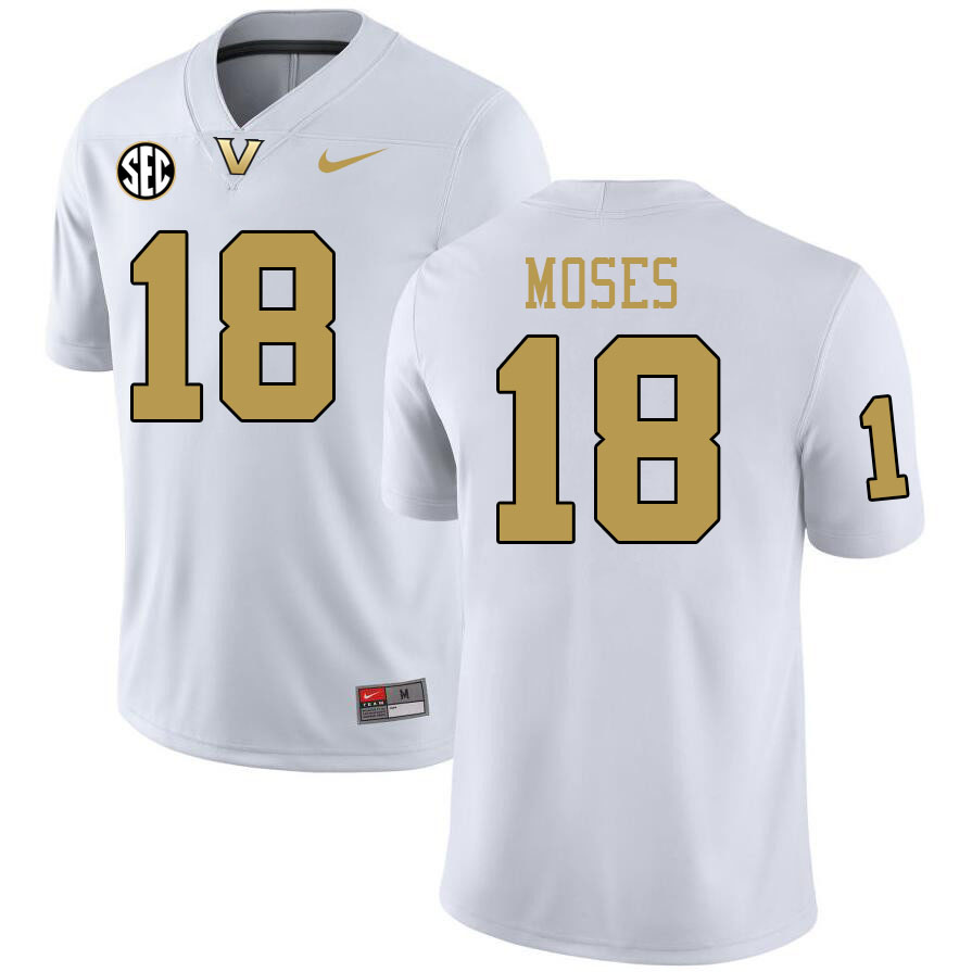 Vanderbilt Commodores #18 Hayden Moses College Football Jerseys 2024 Uniforms Stitched-White